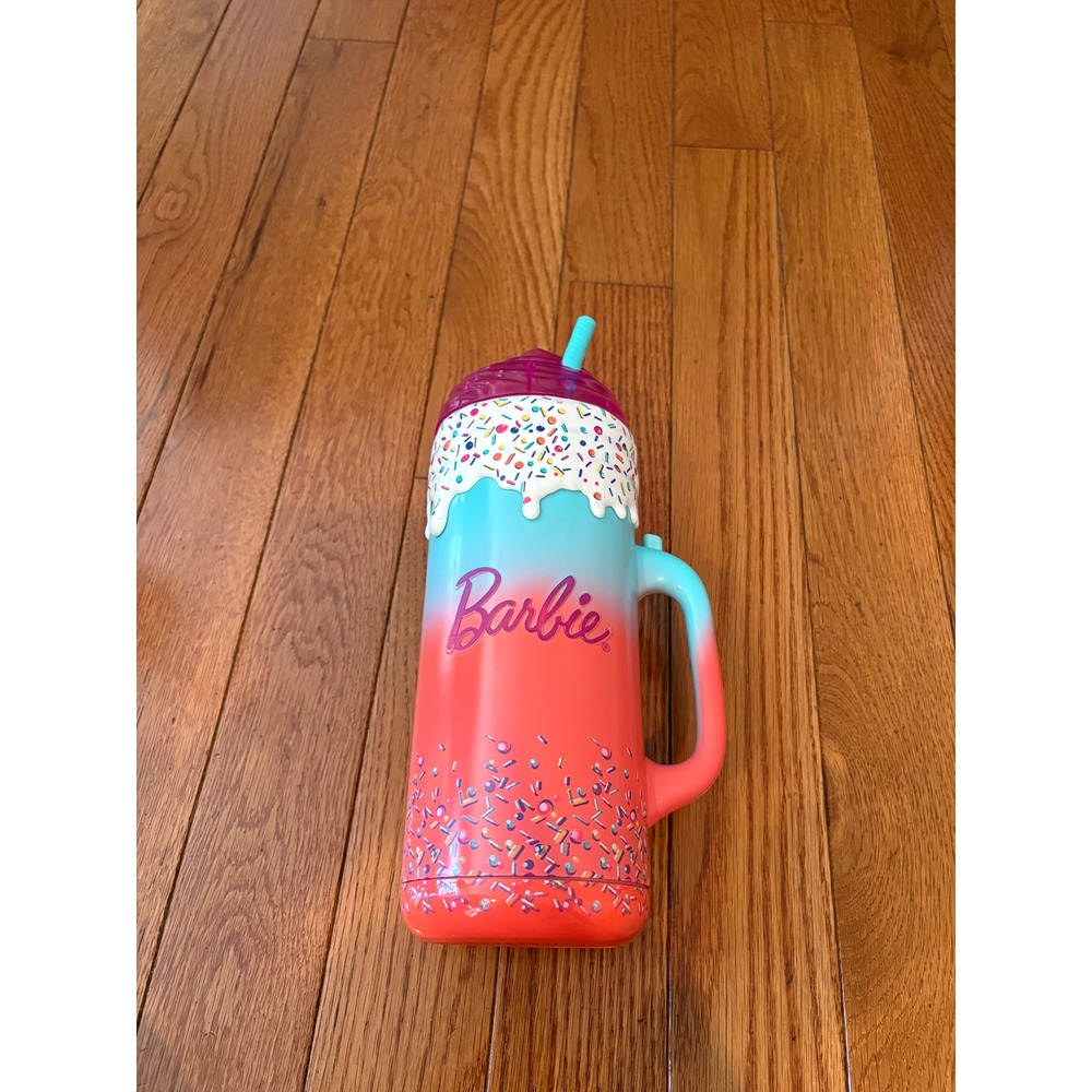 Barbie Ombre Sprinkles Drip Insulated Travel Tumbler Mug with Handle 12.5 Inch